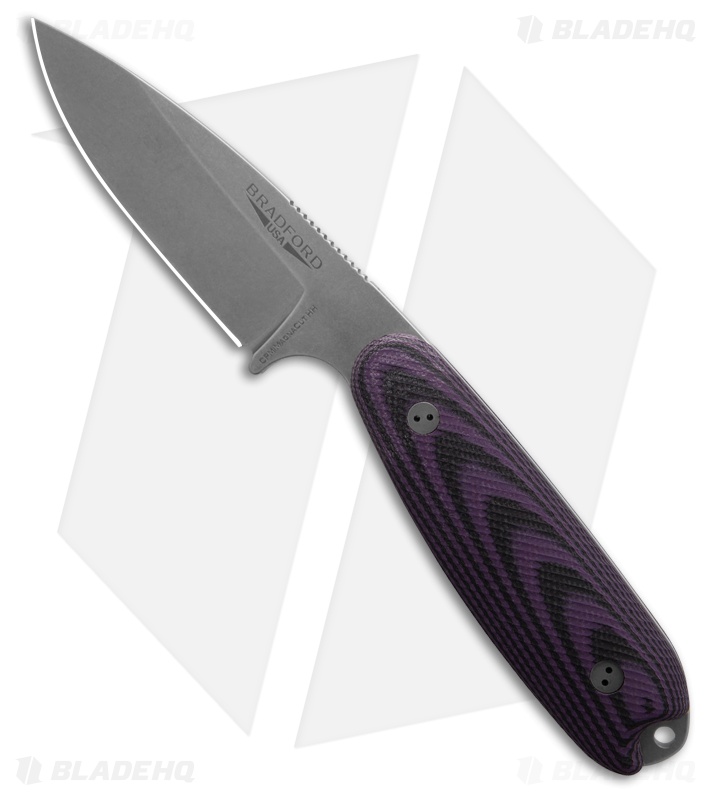 Bradford Knives Guardian 3.5 Fixed Blade 3D Microtextured Purple/BLK(3.75" SW)