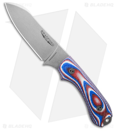 Bradford Knives Guardian3 Fixed Blade Red/White/Blue G-10 (3.5" Stonewash)