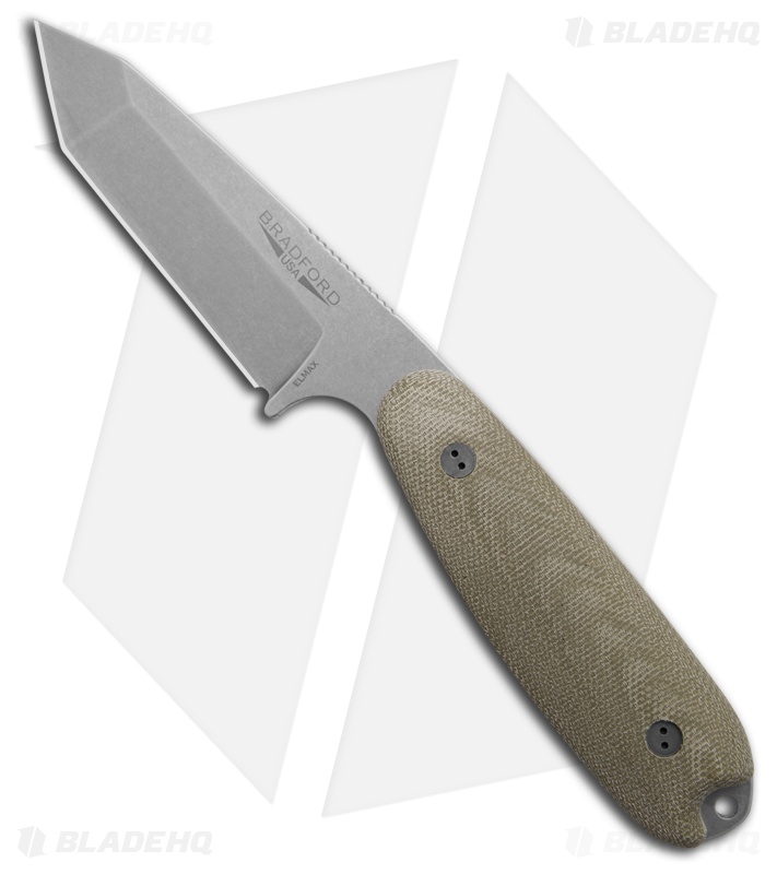 Bradford Knives Guardian3.5 Fixed Blade 3D OD Green Micarta (Stonewash)