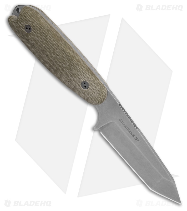 Bradford Knives Guardian3.5 Fixed Blade 3D OD Green Micarta (Stonewash)