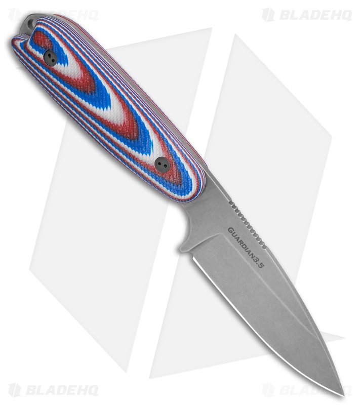 Bradford Knives Guardian3.5 Fixed Blade Knife Red/White/Blue G-10 (3.75" SW)