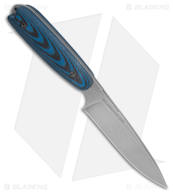 Bradford Knives Guardian3.5XL 3D Black/Blue Micarta (4.50" Stonewash)