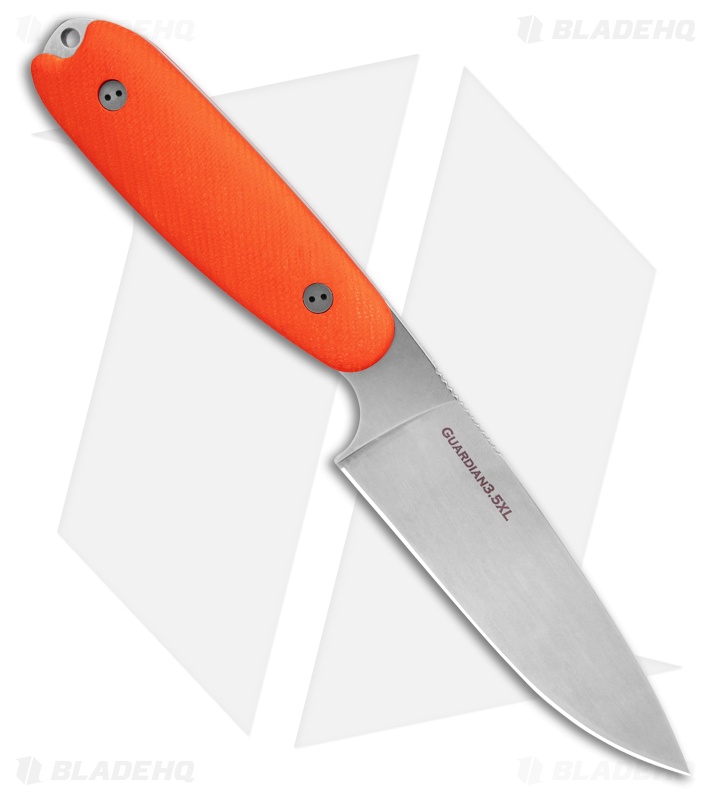 Bradford Knives Guardian3.5XL Fixed Blade Knife 3D Textured Orange G10 (4.5" SW)