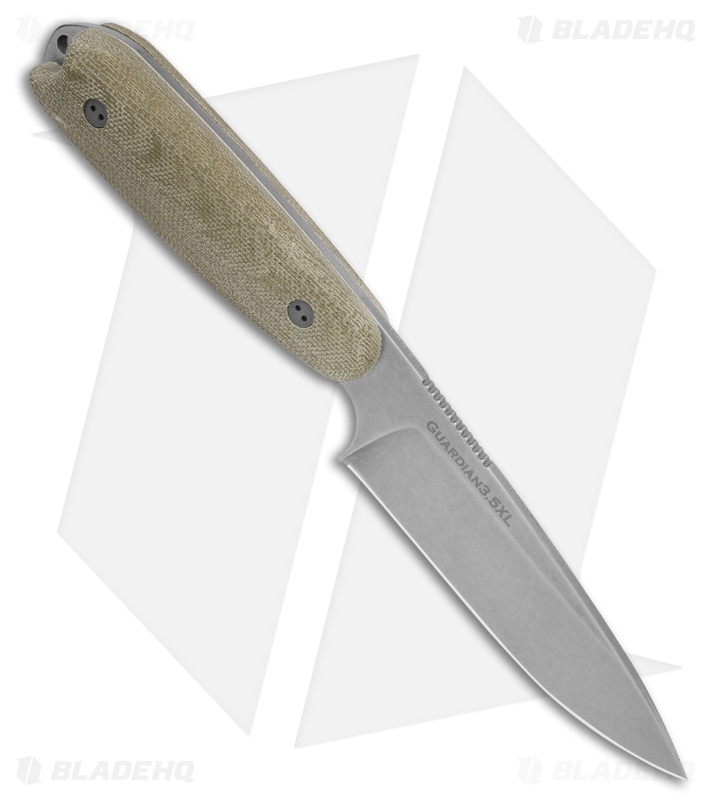 Bradford Knives Guardian3.5XL OD Green Micarta (4.50" Stonewash)