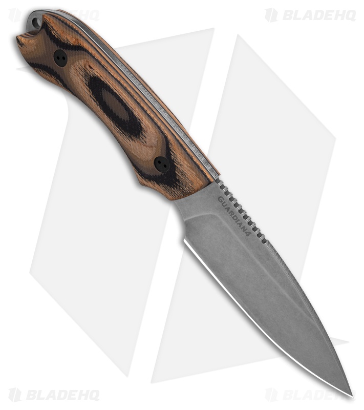Bradford Guardian 4 MagnaCut Fixed Blade Knife Black G-10/Brown Wood (4.6" SW)