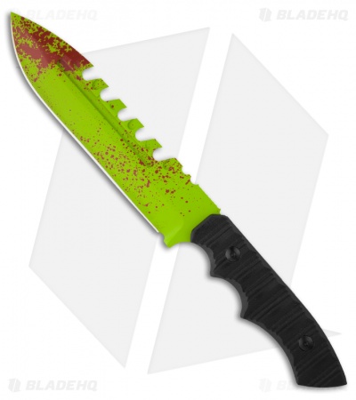 Brous Blades Coroner Knife Zombie Green Fixed Blade (6.25" Plain) Limited