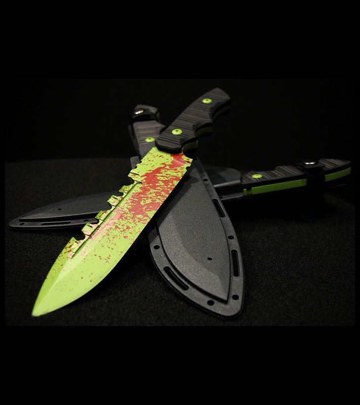 Brous Blades Coroner Knife Zombie Green Fixed Blade (6.25" Plain) Limited