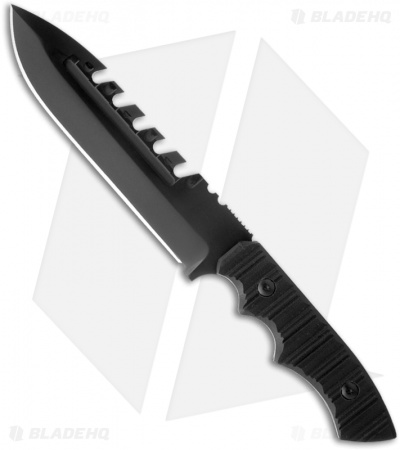 Brous Blades Coroner Knife Fixed Blade (6.25" Black Plain)