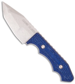 Brous Blades Triple Threat Knife w/ Blue Aluminum (3.6" Damascus)