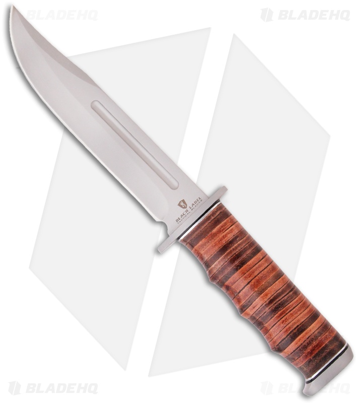 Browning Black Label Point Blank Leather Fixed Blade Knife (6" Bead Blast) 112BL