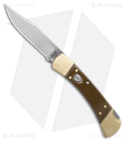 Buck 110 Automatic Knife Canvas Micarta/Brass (3.75" Satin MagnaCut)