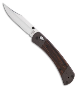 Buck 110 Folding Hunter Crossbar Lock Knife Ebony/Al Bolsters (3.75" Satin)