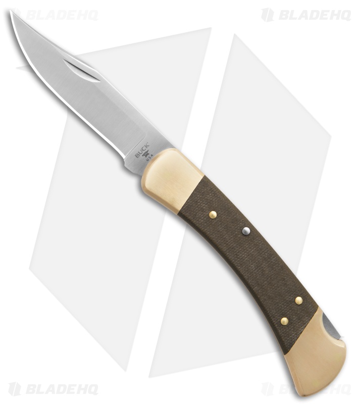 Buck 110 Hunter Lockback Knife Green Canvas Micarta (3.75" Satin S45VN)