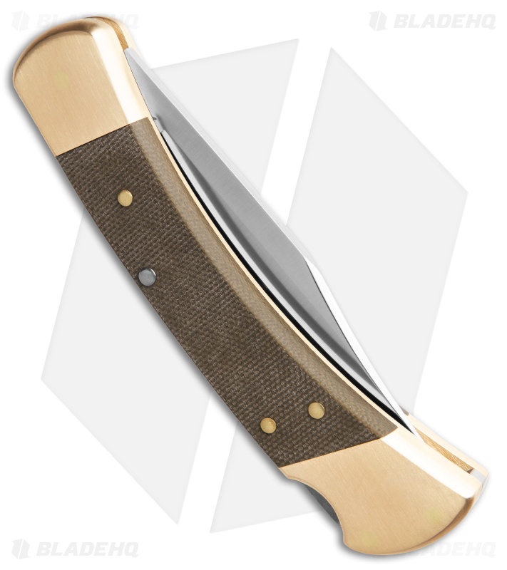 Buck 110 Hunter Lockback Knife Green Canvas Micarta (3.75" Satin S45VN)
