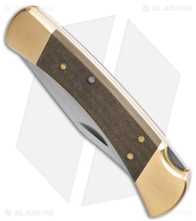Buck 110 Hunter Lockback Knife Green Canvas Micarta (3.75" Satin S45VN)