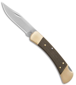 Buck 110 Hunter Lockback Knife Green Canvas Micarta (3.75" Satin S45VN)