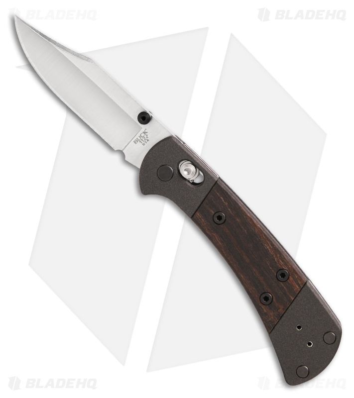 Buck 112 Ranger Crossbar Lock Knife Macassar Ebony/Al Bolsters (3" Satin)