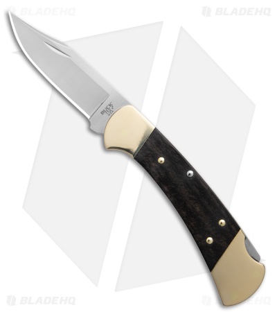 Buck 112 Ranger Slim Elite Heritage Knife Ebony/Brass Bolsters (3" Satin)