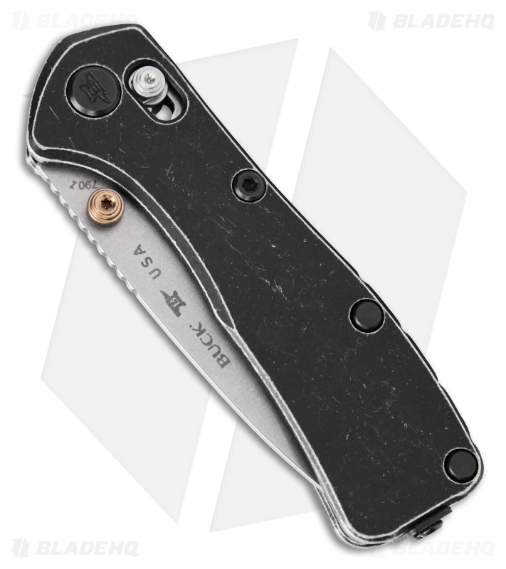 Buck 790 Mini Range Elite Crossbar Lock Knife Trail Worn Black Al (2.6" SW)