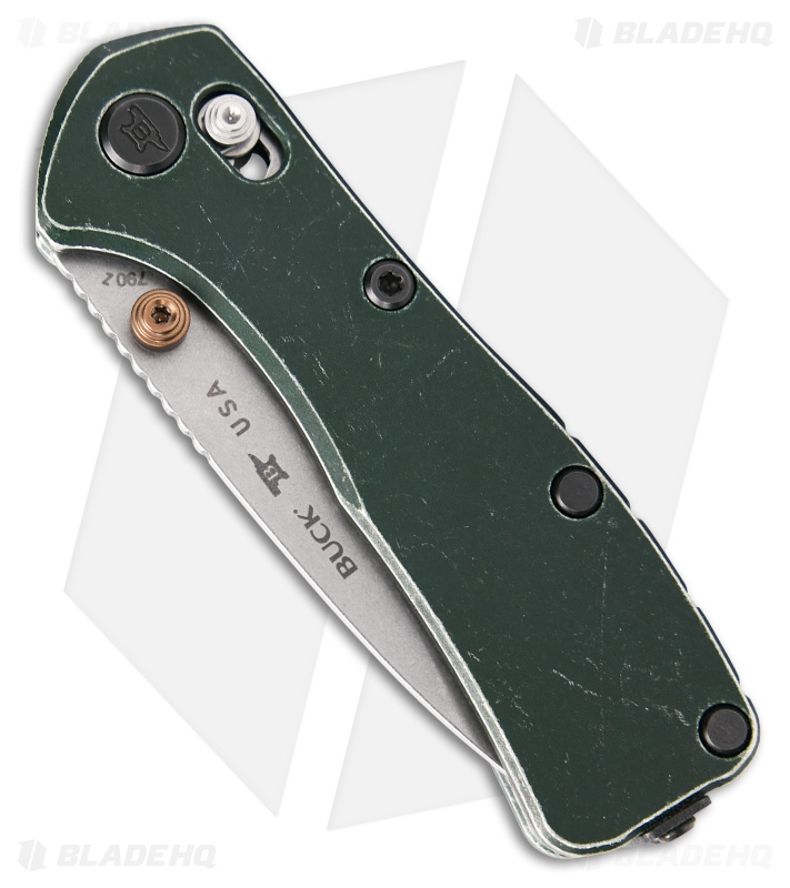 Buck 790 Mini Range Elite Crossbar Lock Knife Trail Worn Green Al (2.6" SW)