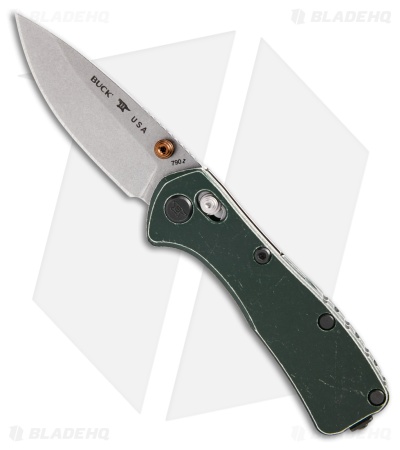 Buck 790 Mini Range Elite Crossbar Lock Knife Trail Worn Green Al (2.6" SW)
