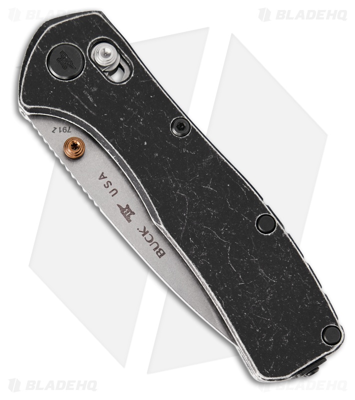 Buck 791 Range Crossbar Lock Knife Trail Worn Black Aluminum (3.4" SW MagnaCut)