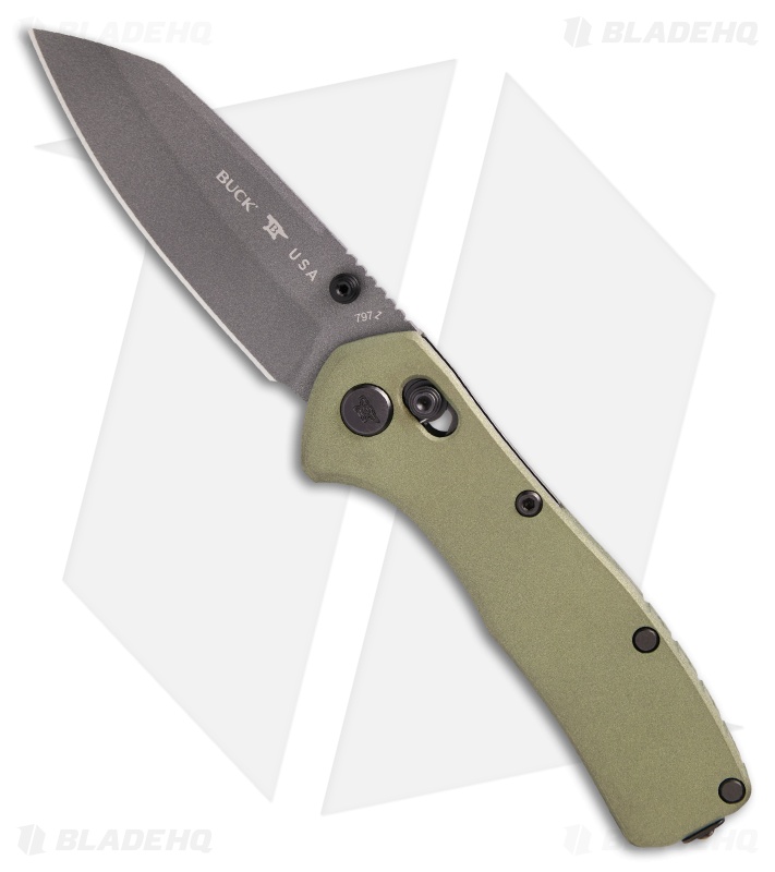 Buck 797 Range Ops Elite Crossbar Lock Knife Green Aluminum (3.4" Gray)