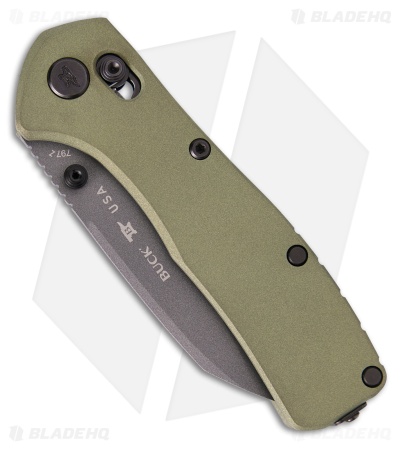Buck 797 Range Ops Elite Crossbar Lock Knife Green Aluminum (3.4" Gray)
