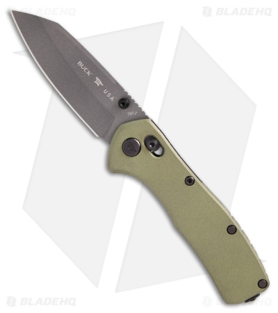 Buck 797 Range Ops Elite Crossbar Lock Knife Green Aluminum (3.4" Gray)