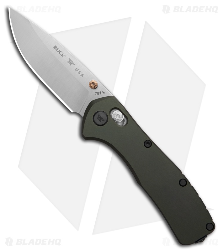 Buck 791 Range Elite Crossbar Lock Knife Green Aluminum (3.4" Satin MagnaCut)