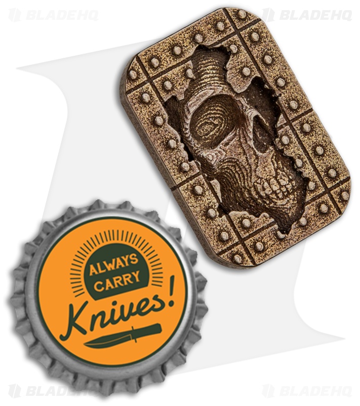 Carpe Diem EDC Memento Mori Stone | Bronze Silvered Steel | Blade HQ