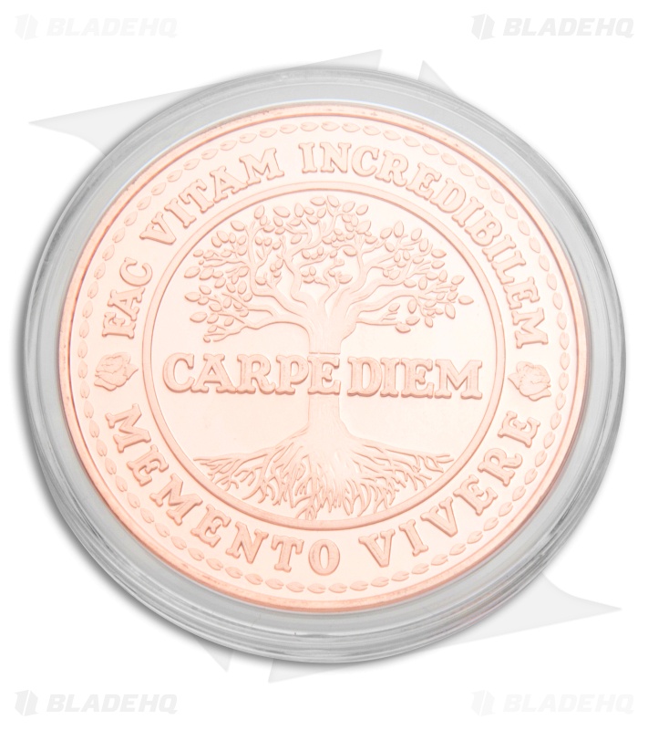 Carpe Diem "Seize the Day" Solid Copper Skull/Tree Challenge Coin