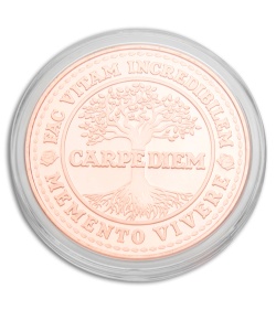 Carpe Diem "Seize the Day" Solid Copper Skull/Tree Challenge Coin 