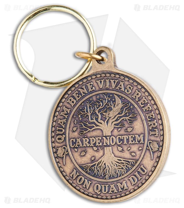 Carpe Noctem "Seize the Night" Antique Bronze Finished Challenge Coin Keychain