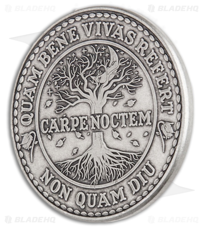 Carpe Noctem "Seize the Night" Antique Silver Finished Challenge Coin 