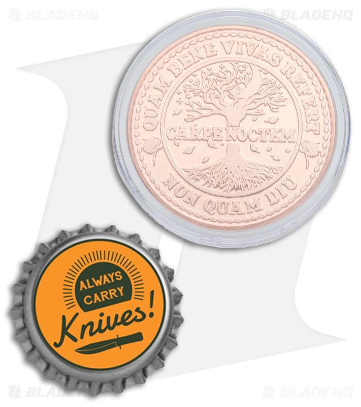 Carpe Noctem "Seize the Night" Solid Natural Copper Challenge Coin 