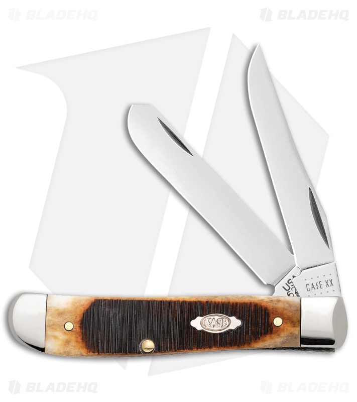Case Sawcut Jig Mini Trapper Knife 3.5" Dark Molasses Bone (6207 SS)