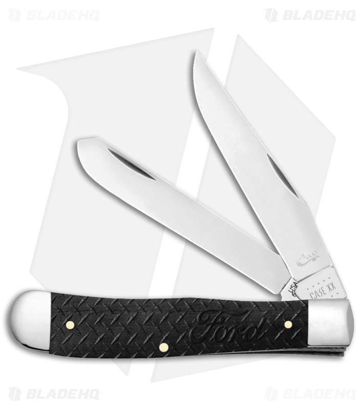 Case Ford Trapper Knife 4.125" Black Embelished Bone