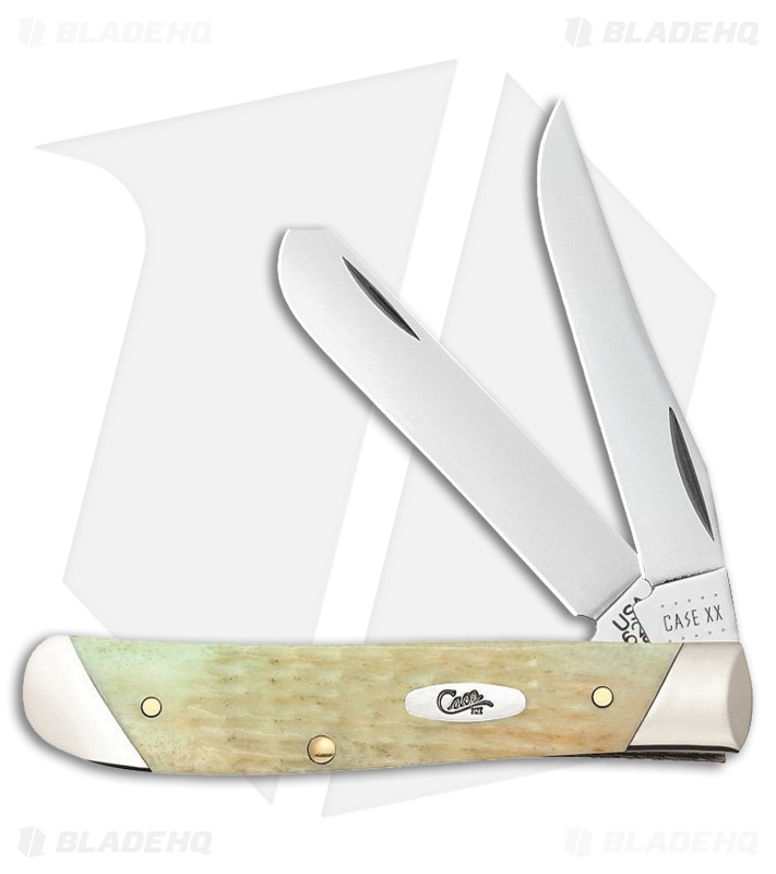 Case Mini Trapper Pocket Knife 3.5" Clover Sawcut Bone