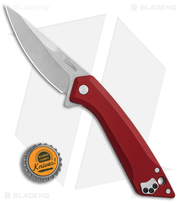 Case XX CG01 Drop Point Flipper Knife Red Aluminum (3.4" Stonewash)