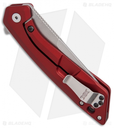 Case XX CG01 Drop Point Flipper Knife Red Aluminum (3.4" Stonewash)