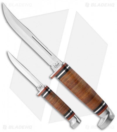 Case Leather Hunter Fixed Blade Two Knife Set (316-5 SS & M3FINN SS) 0372
