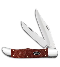 Case Knives Folding Hunter Knife 5.25" Dark Red Burlap Micarta (10265 CS) 12274