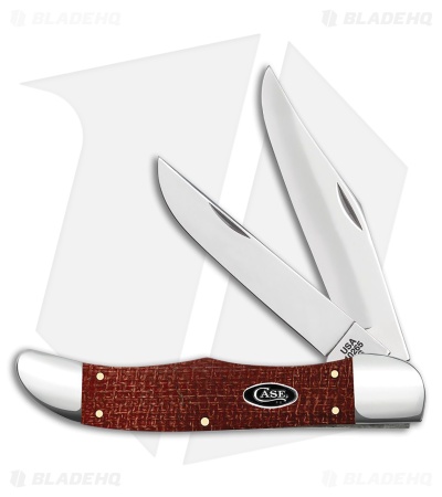 Case Knives Folding Hunter Knife 5.25" Dark Red Burlap Micarta (10265 CS) 12274