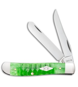 Case Knives Mini Trapper Knife 3.5" Bright Green Bone (6207 SS) 11441