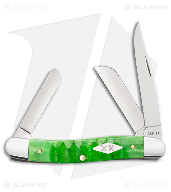 Case Knives Medium Stockman Knife 3.6" Bright Green Bone (6318 SS) 11442