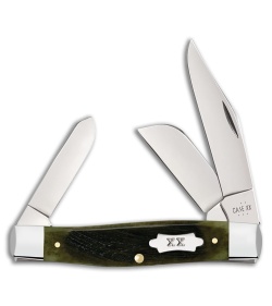 Case Knives Large Stockman Knife 4.25" Olive Green Sawcut Bone (6375 SS) CA39232