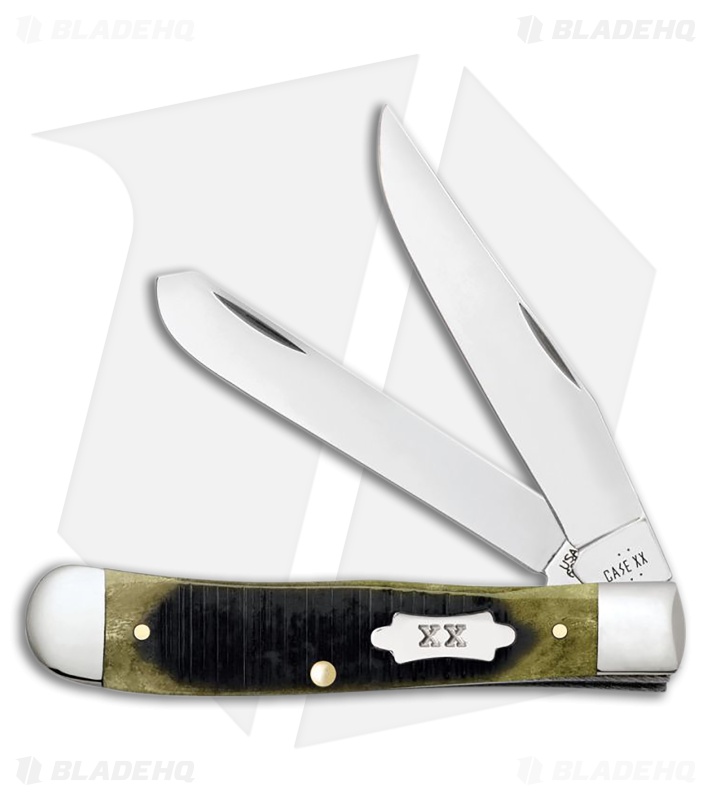 Case Knives Trapper Knife 4.1" Olive Green Sawcut Bone (6254 SS) CA39230