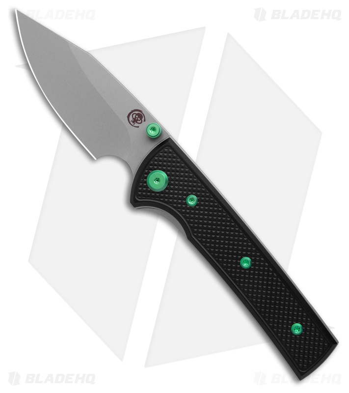 Chaves Blue Label Scapegoat Street Knife Knurled Black Al/Green Ti (3.5" SW)