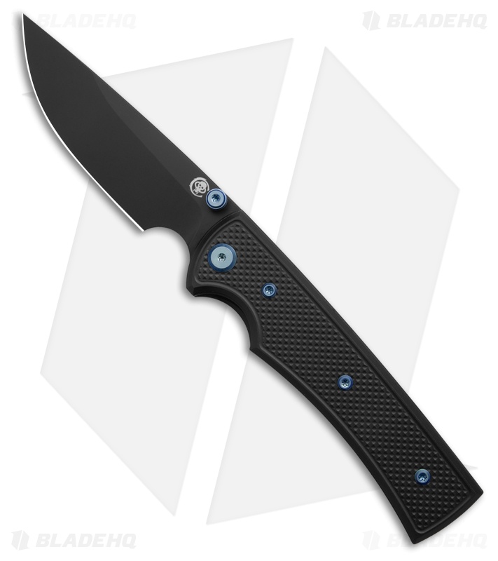 Chaves Knives Blue Label Liberation 229 DP Knife Knurled Al/Blue Ti (3.5" BLK)